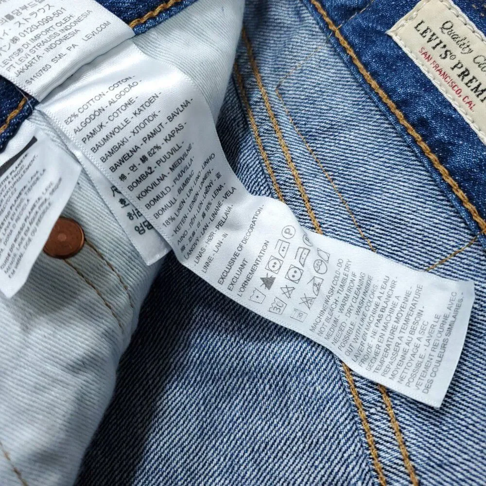 Levis Premium 568 Jeans Loose Straight Linen+ Lightweight Denim Blue Men's 34x34